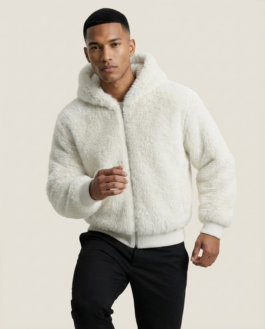 Sweats - Faux Fur Zip-Up Bomber Jacket