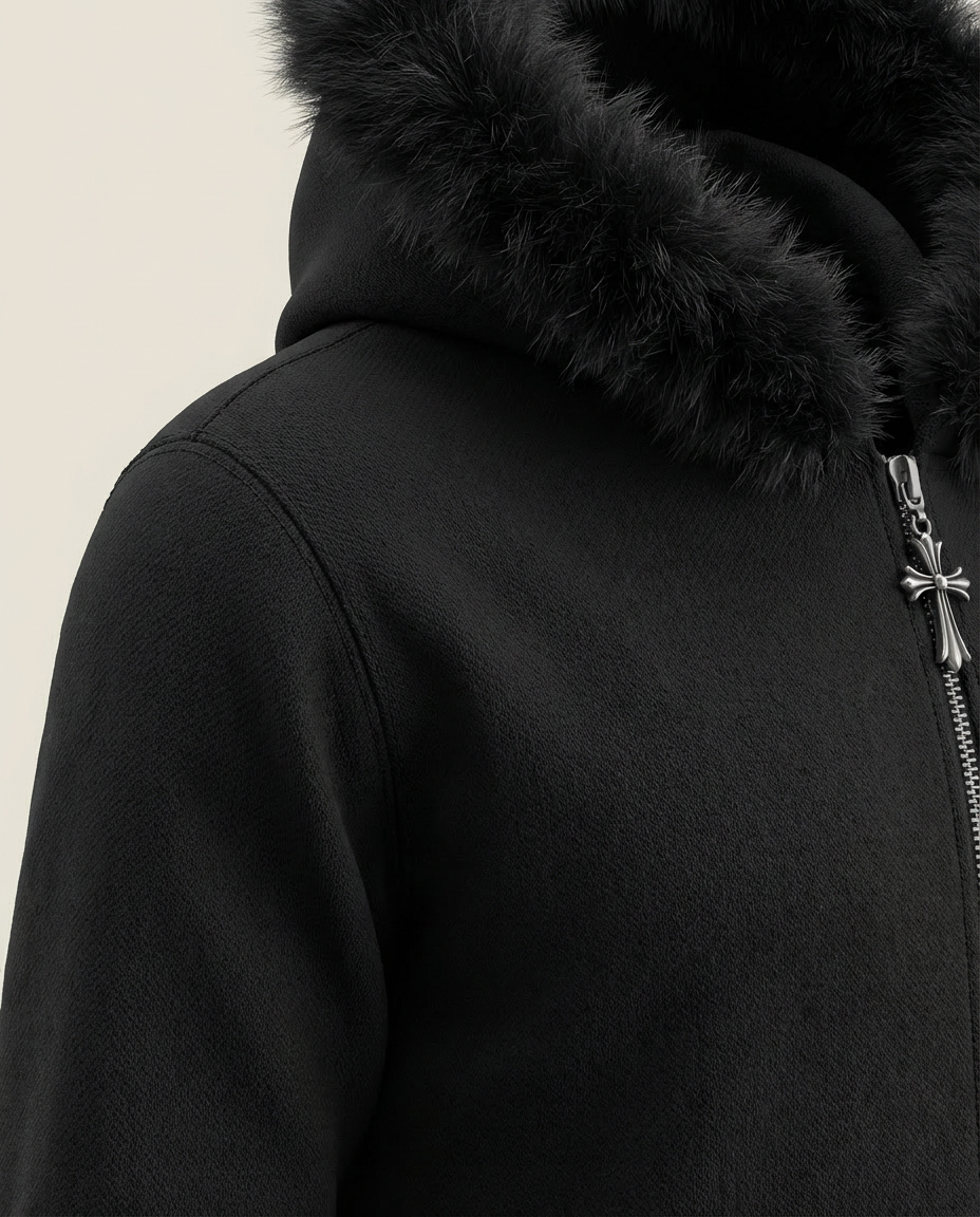 Sweats - Graphic Fur-Trim Hoodie