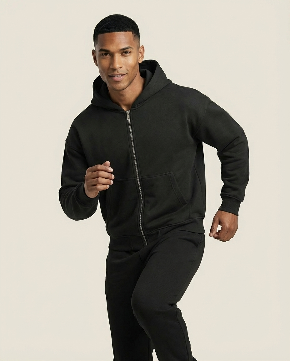 Sweats - Embossed Hood Logo Full-Zip Hoodie