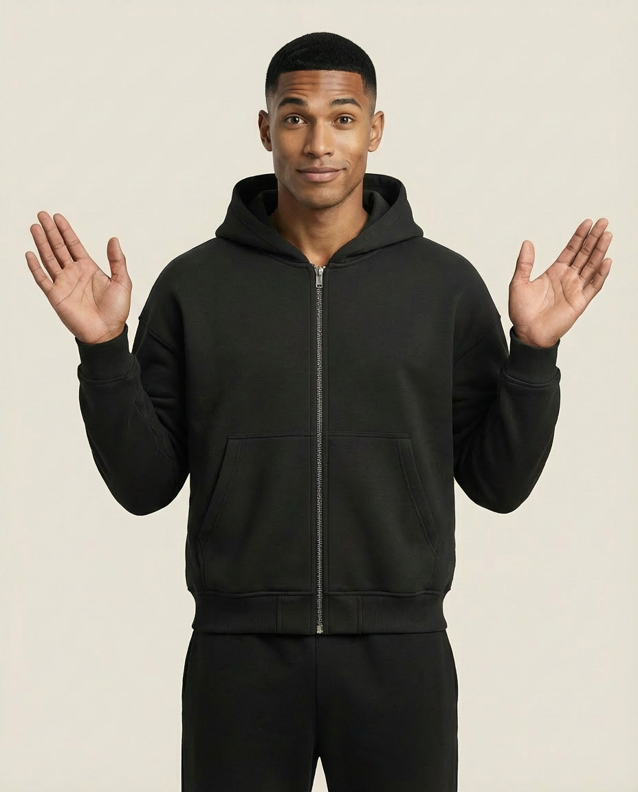 Sweats - Embossed Hood Logo Full-Zip Hoodie