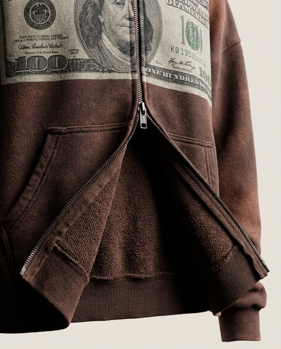 Sweats - 100 Dollar Bill Distressed Zip-Up Hoodie