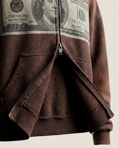 Sweats - 100 Dollar Bill Distressed Zip-Up Hoodie