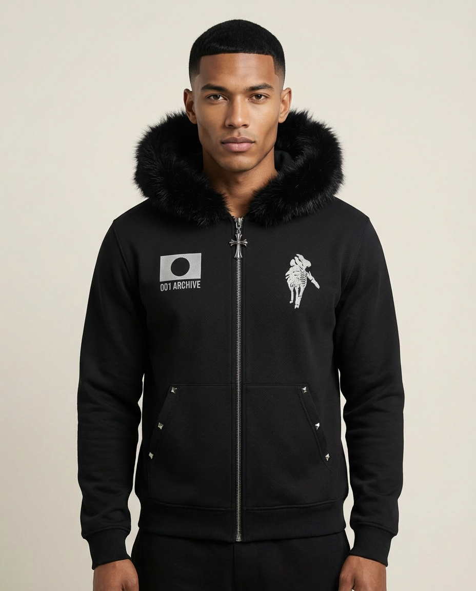 Sweats - Graphic Fur-Trim Hoodie