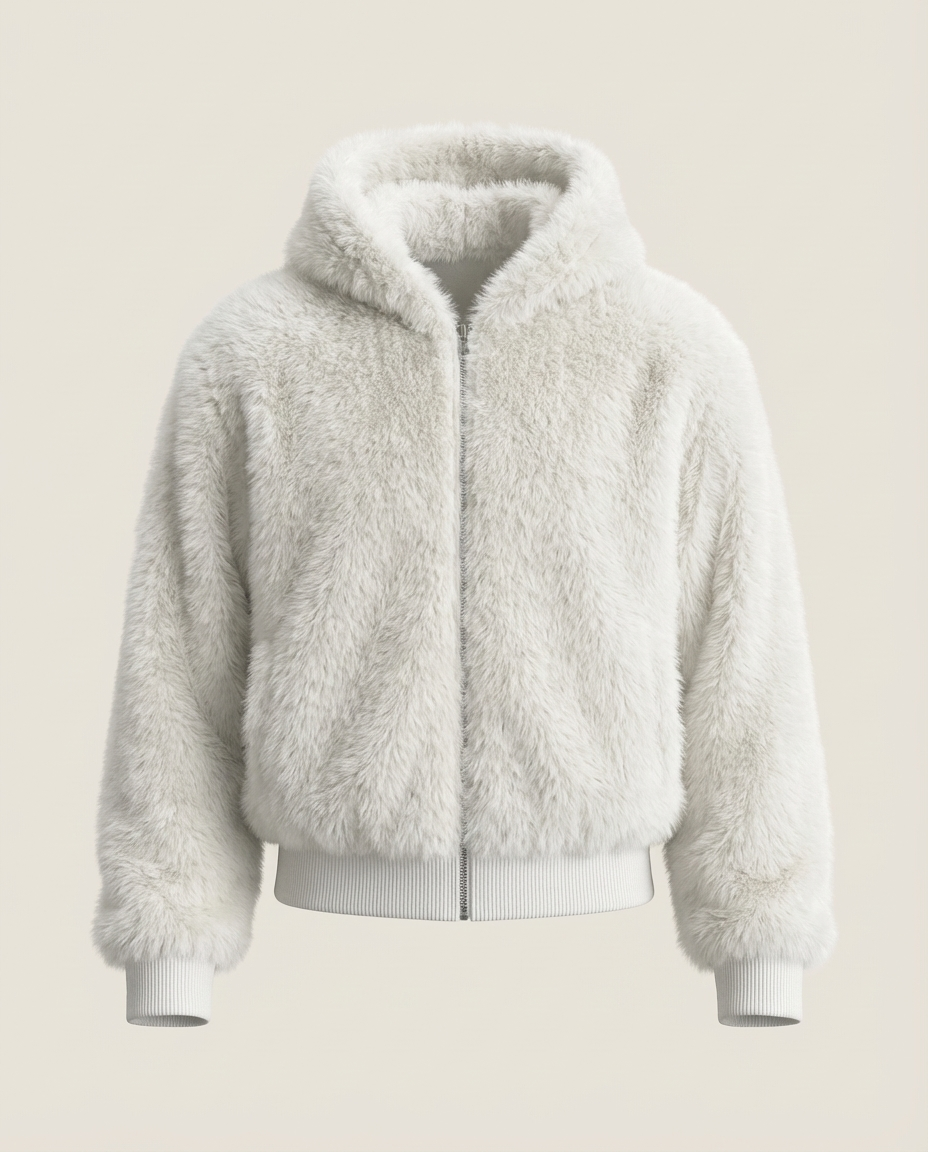 Sweats - Faux Fur Zip-Up Bomber Jacket