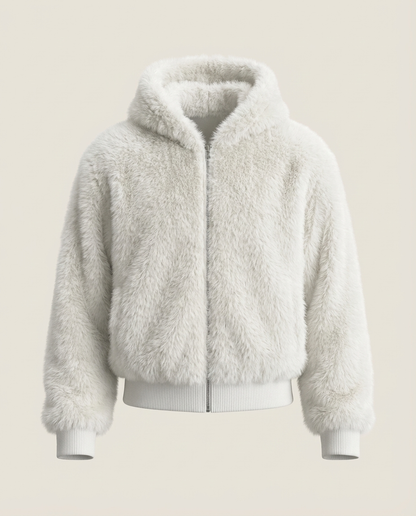 Sweats - Faux Fur Zip-Up Bomber Jacket