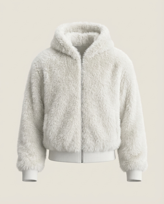 Sweats - Faux Fur Zip-Up Bomber Jacket