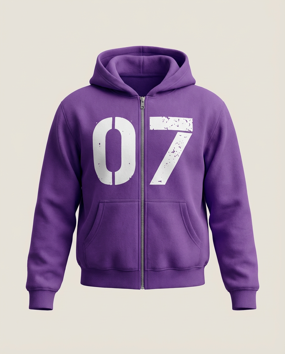 Sweats - Number Print Zip Up Hoodie
