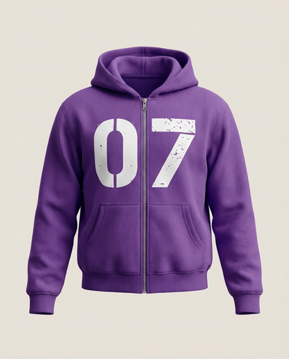 Sweats - Number Print Zip Up Hoodie