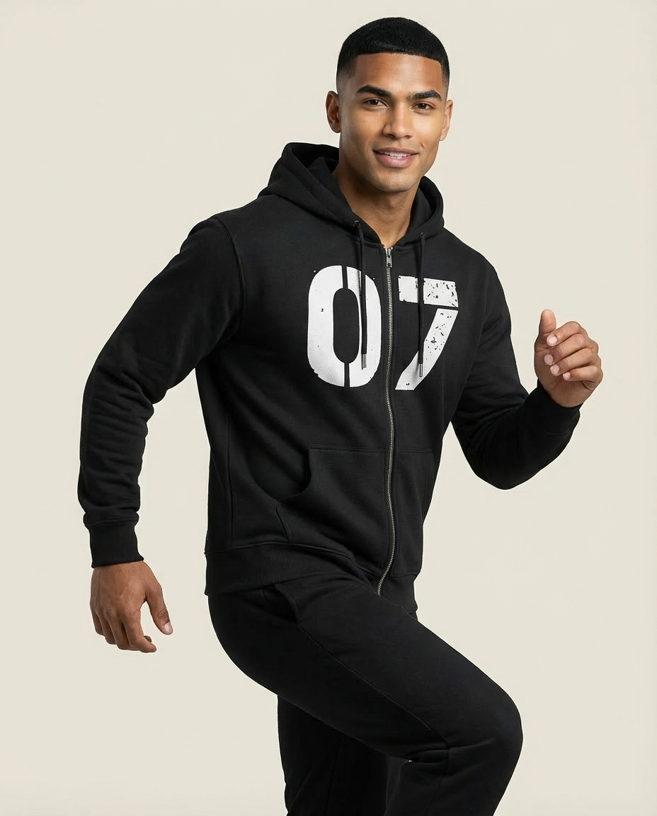Sweats - Number Print Zip Up Hoodie