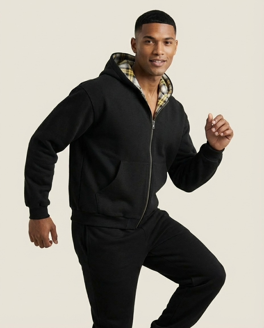 Sweats - Reversible Plaid Zip-Up Hoodie