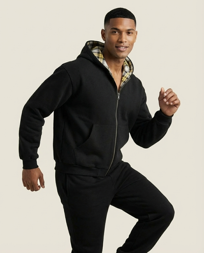 Sweats - Reversible Plaid Zip-Up Hoodie