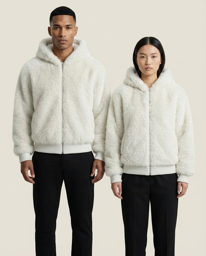 Sweats - Faux Fur Zip-Up Bomber Jacket