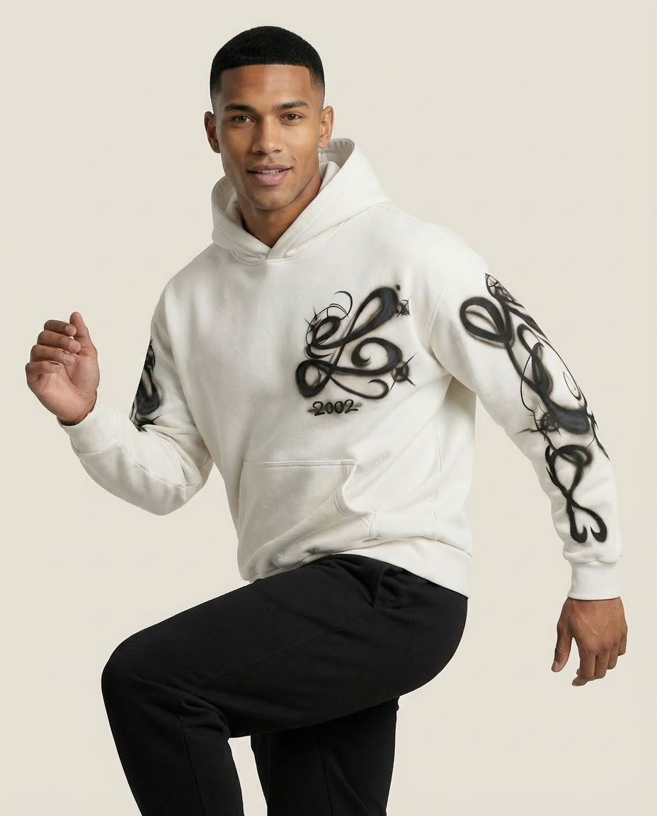 Sweats - Airbrush Script Graphic Pullover Hoodie