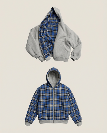 Sweats - Reversible Plaid Zip-Up Hoodie