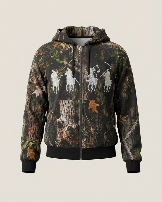 Sweats - Camo Print Graphic Full-Zip Hoodie