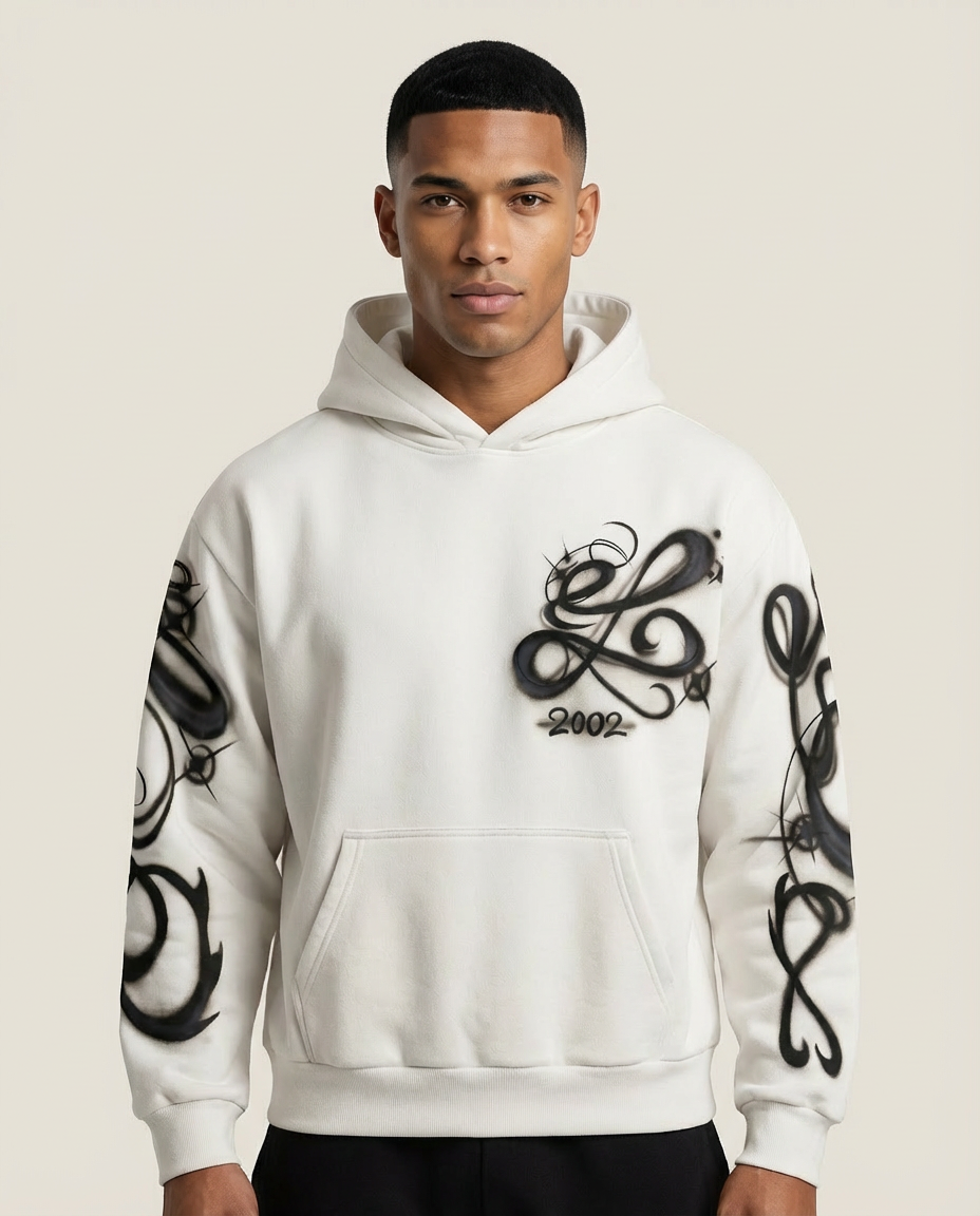 Sweats - Airbrush Script Graphic Pullover Hoodie
