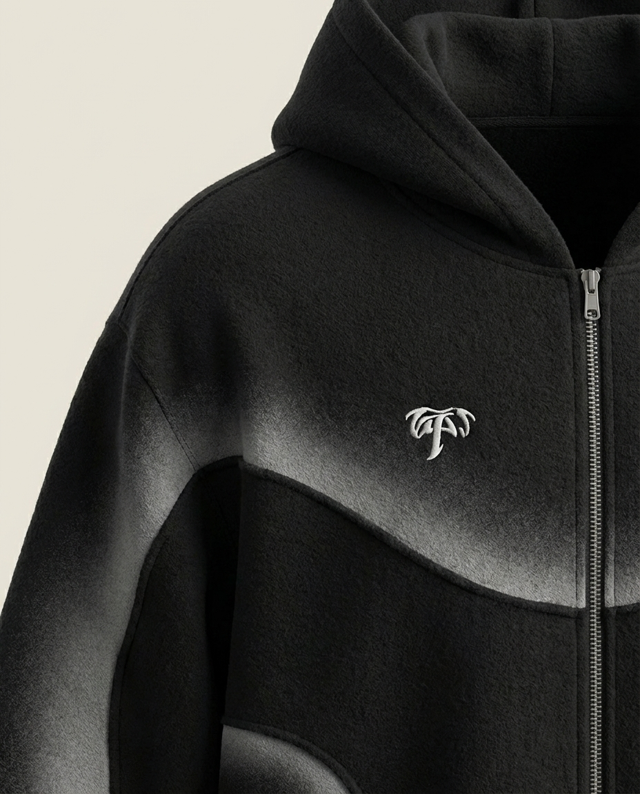 Sweats - Curved Panel Graphic Full-Zip Hoodie