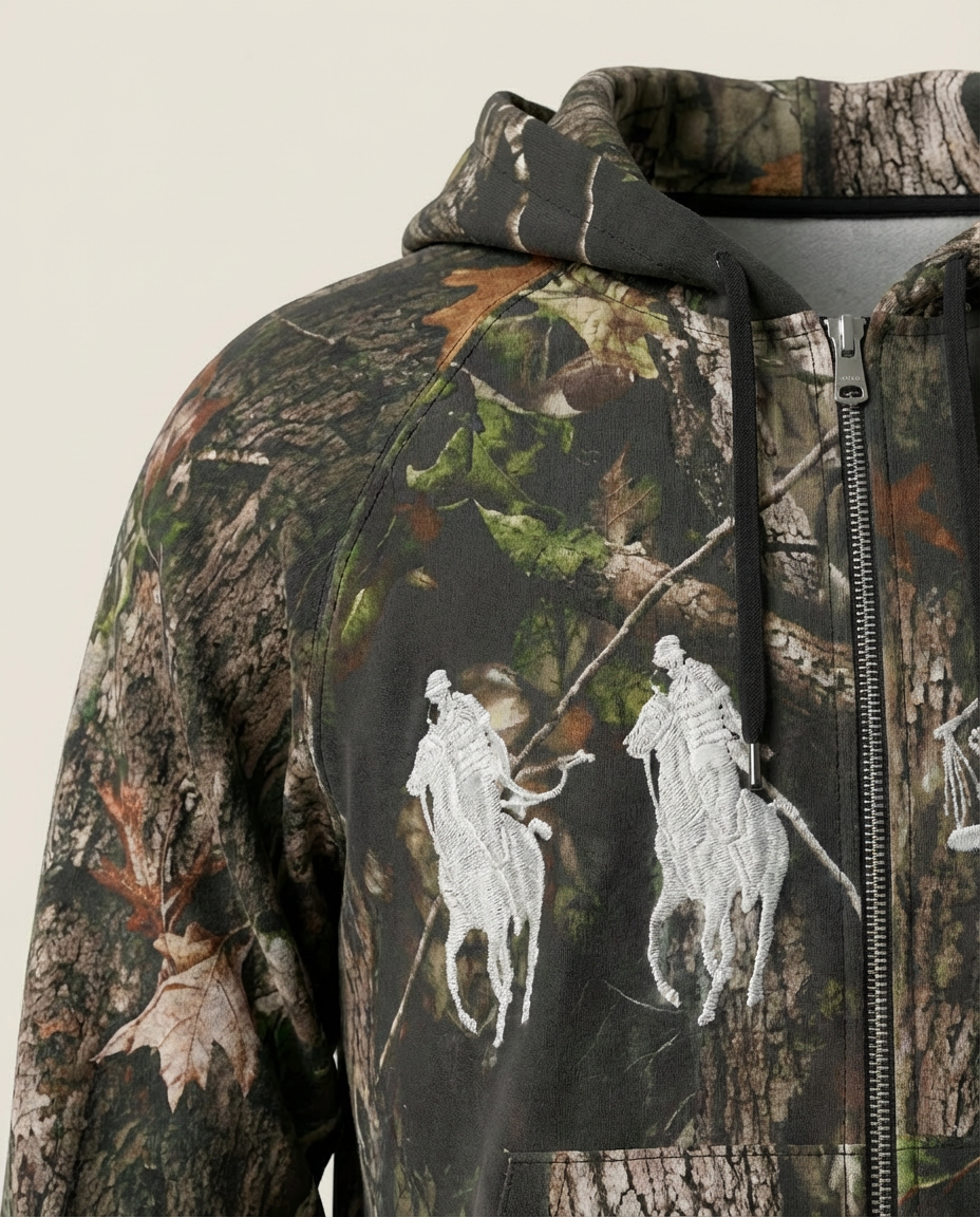 Sweats - Camo Print Graphic Full-Zip Hoodie