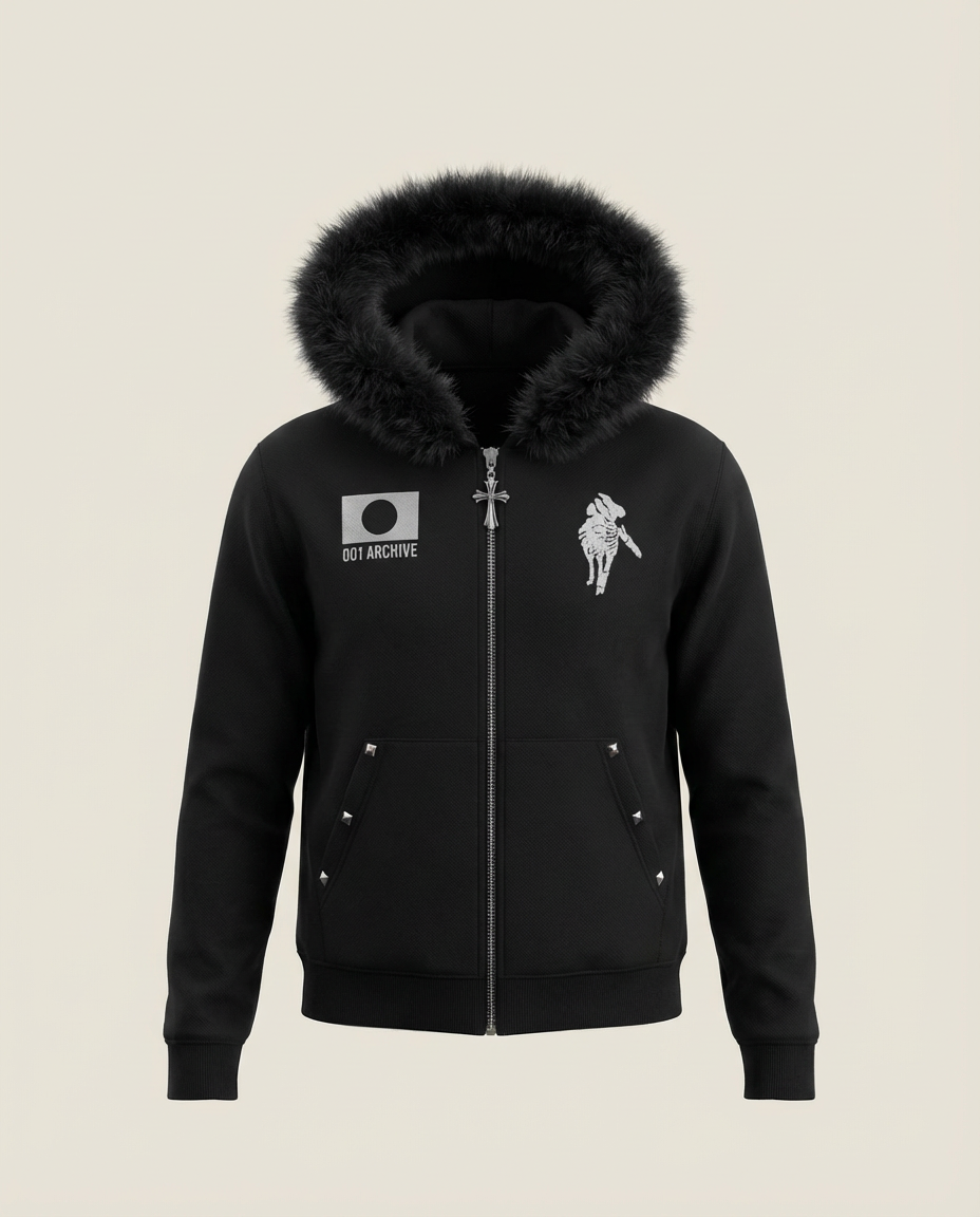 Sweats - Graphic Fur-Trim Hoodie