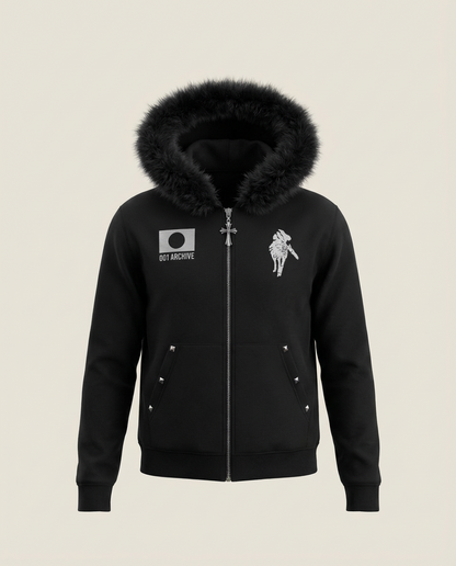 Sweats - Graphic Fur-Trim Hoodie