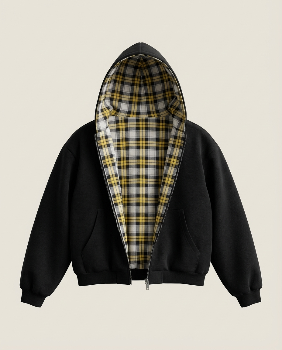 Sweats - Reversible Plaid Zip-Up Hoodie