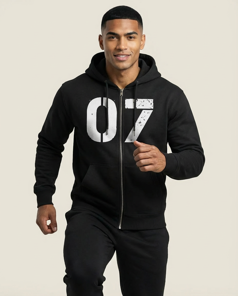 Sweats - Number Print Zip Up Hoodie