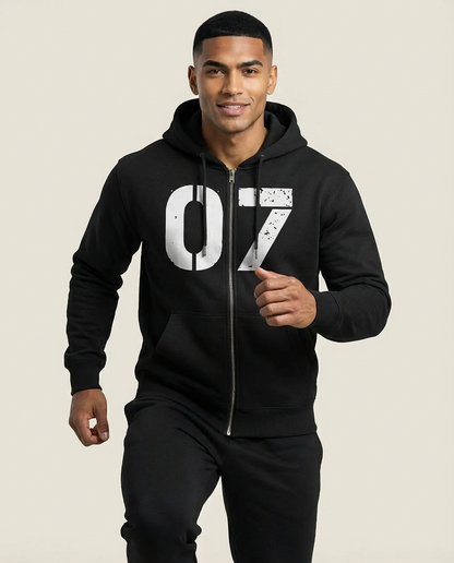 Sweats - Number Print Zip Up Hoodie