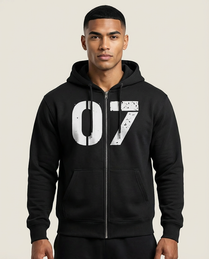 Sweats - Number Print Zip Up Hoodie