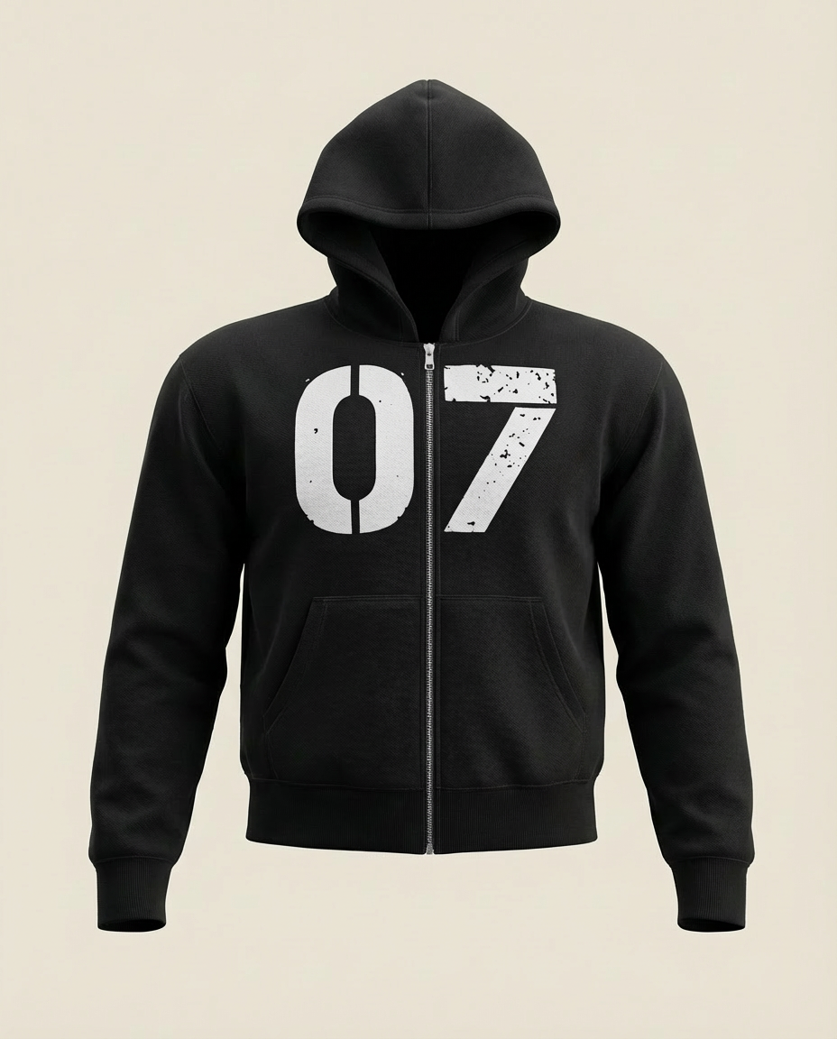Sweats - Number Print Zip Up Hoodie