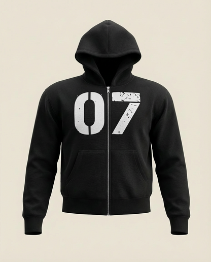 Sweats - Number Print Zip Up Hoodie