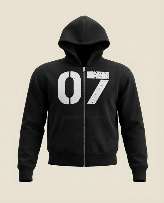 Sweats - Number Print Zip Up Hoodie