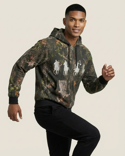 Sweats - Camo Print Graphic Full-Zip Hoodie