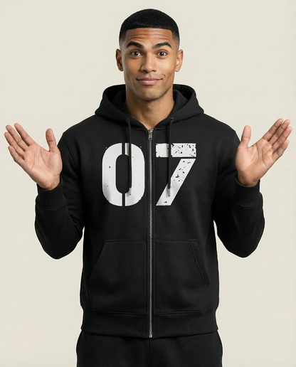 Sweats - Number Print Zip Up Hoodie
