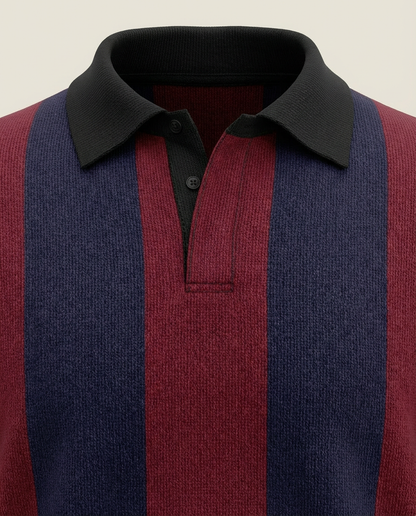 Sweats - Classic Vertical Stripe Polo Sweatshirt