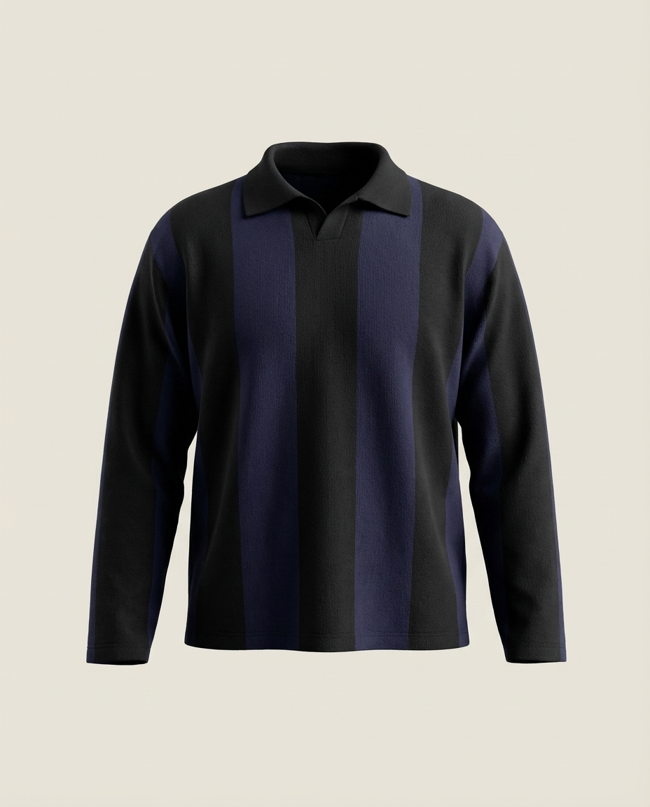 Sweats - Classic Vertical Stripe Polo Sweatshirt