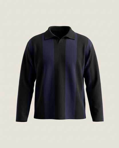 Sweats - Classic Vertical Stripe Polo Sweatshirt