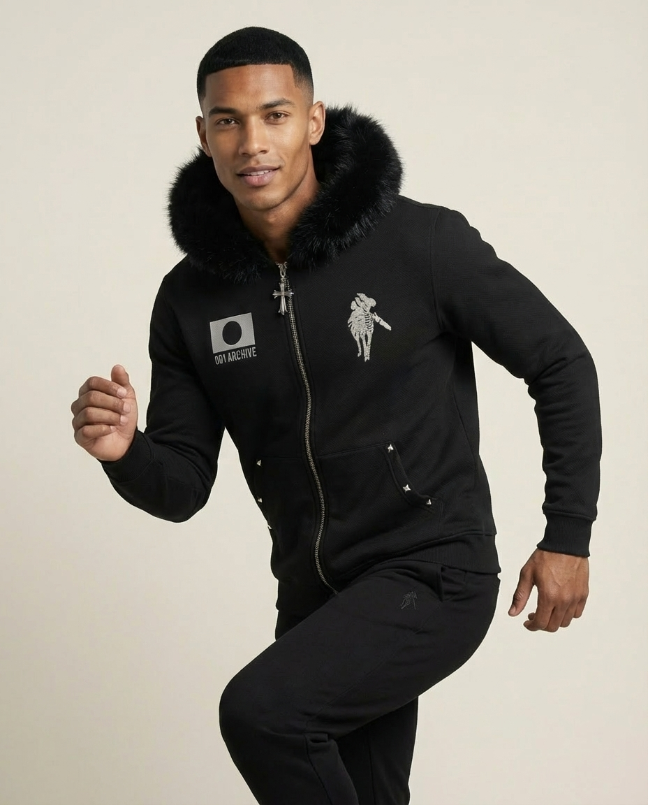 Sweats - Graphic Fur-Trim Hoodie