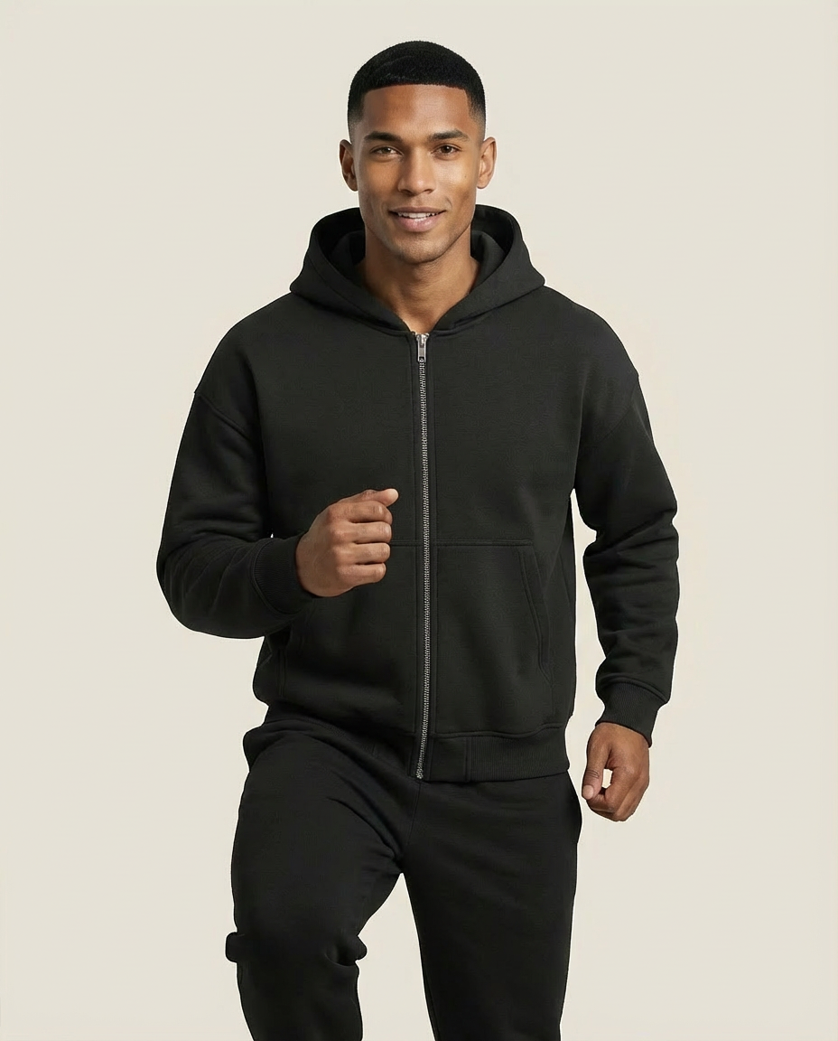 Sweats - Embossed Hood Logo Full-Zip Hoodie