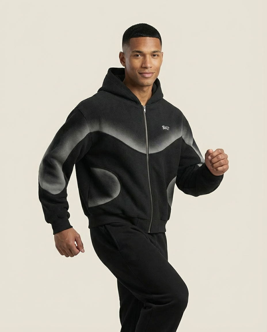 Sweats - Curved Panel Graphic Full-Zip Hoodie