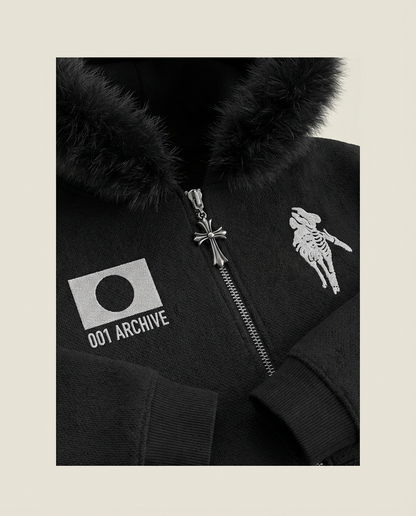 Sweats - Graphic Fur-Trim Hoodie