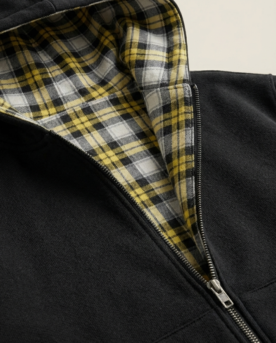 Sweats - Reversible Plaid Zip-Up Hoodie