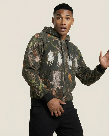 Sweats - Camo Print Graphic Full-Zip Hoodie