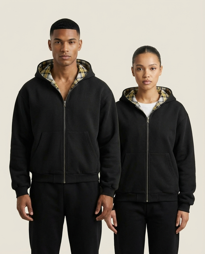Sweats - Reversible Plaid Zip-Up Hoodie