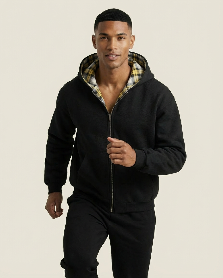 Sweats - Reversible Plaid Zip-Up Hoodie
