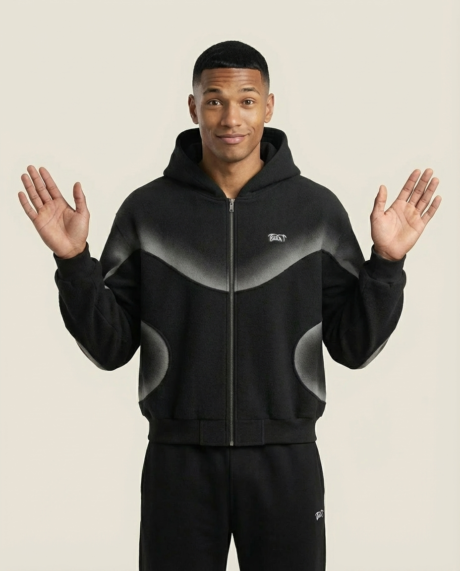 Sweats - Curved Panel Graphic Full-Zip Hoodie