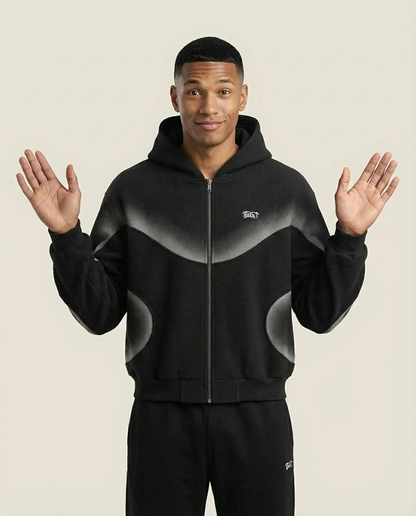 Sweats - Curved Panel Graphic Full-Zip Hoodie