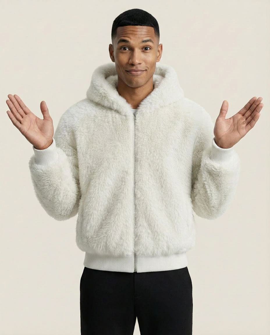 Sweats - Faux Fur Zip-Up Bomber Jacket