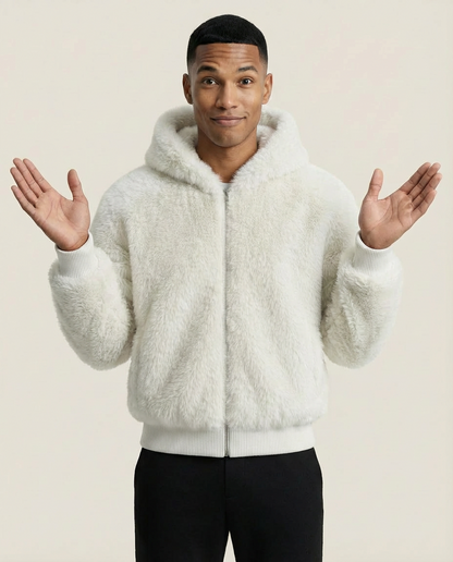 Sweats - Faux Fur Zip-Up Bomber Jacket