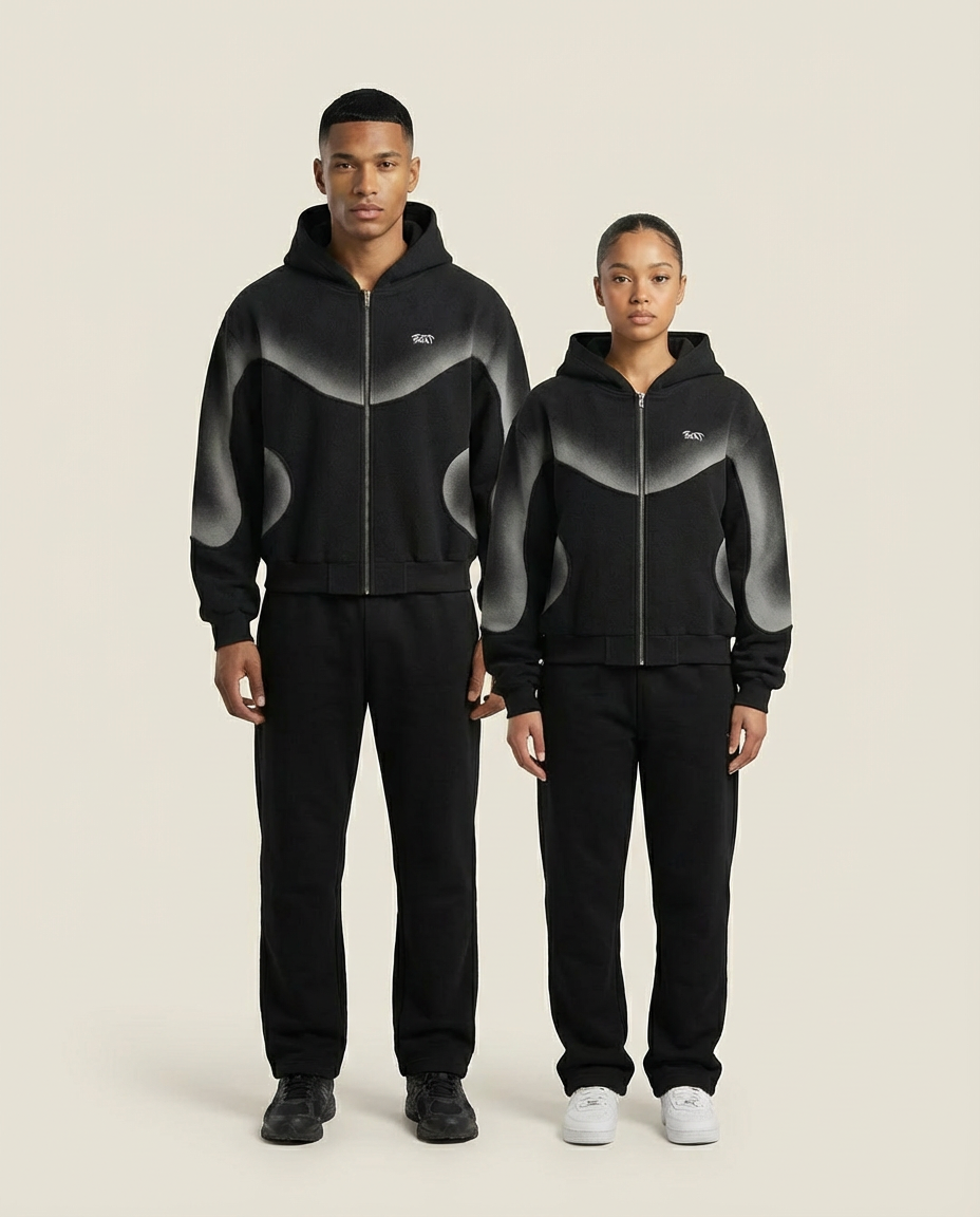 Sweats - Curved Panel Graphic Full-Zip Hoodie