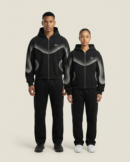 Sweats - Curved Panel Graphic Full-Zip Hoodie